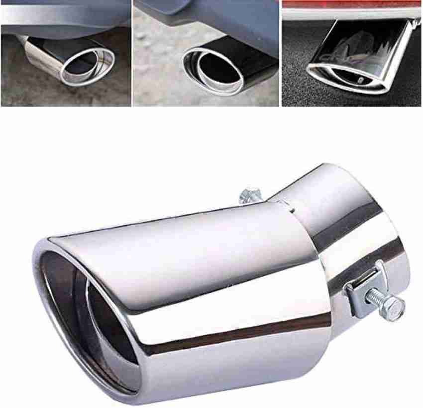 Picture of Car Exhaust Tail End Pipe Universal Car Exhaust Muffler Tip Round Stainless Steel Car Tail Rear Round Exhaust Pipe Tail Muffler Tip Pipe Inlet 63mm (Color : Silver bend)