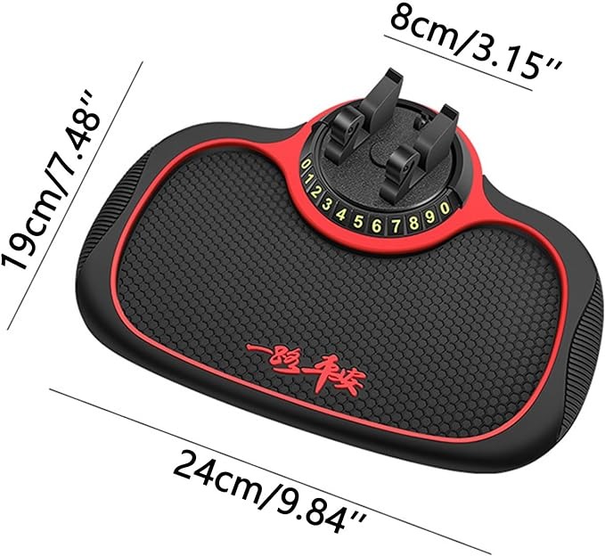Picture of Multifunction Car Anti-Slip Mat Auto Phone Holder, Anti Slip Mat Auto Phone Holder，Anti Skid Car Dashboard Sticky Pad with Phone Holder, Car Dash Accessories Anti Slip Mat - Black Red