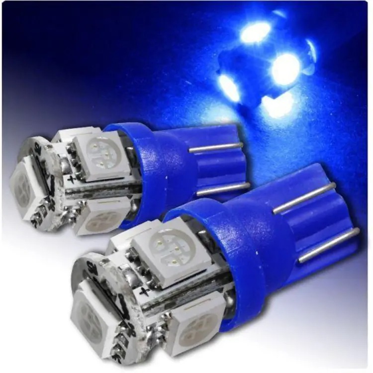 Picture of 2 Pieces 5 LED SMD Parking Bulb 12v Package Universal Motorcycle Car Indicator Bright Lamp - Blue