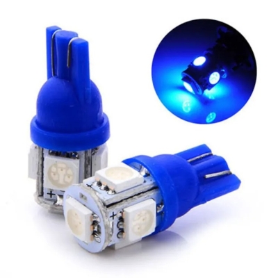 Picture of 2 Pieces 5 LED SMD Parking Bulb 12v Package Universal Motorcycle Car Indicator Bright Lamp - Blue