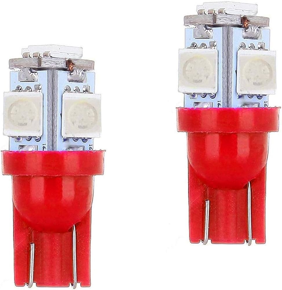 Picture of 2 Pieces 5 LED SMD Parking Bulb 12v Package Universal Motorcycle Car Indicator Bright Lamp - Red