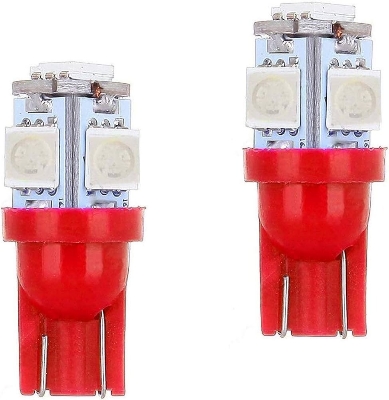 Picture of 2 Pieces 5 LED SMD Parking Bulb 12v Package Universal Motorcycle Car Indicator Bright Lamp - Red