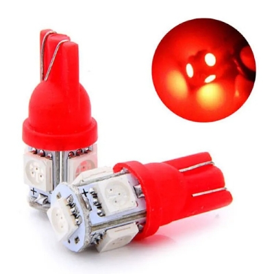 Picture of 2 Pieces 5 LED SMD Parking Bulb 12v Package Universal Motorcycle Car Indicator Bright Lamp - Red
