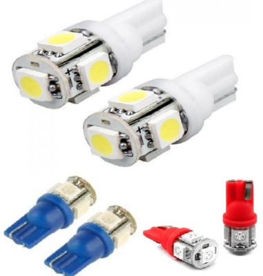 Picture of 6 Pieces 5 LED SMD Parking Bulb 12v Package Universal Motorcycle Car Indicator Bright Lamp - (2Pis Red.2Pis Blue,2Pis White)