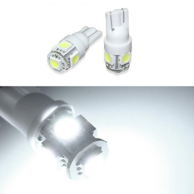 Picture of 2 Pieces 5 LED SMD Parking Bulb 12v Package Universal Motorcycle Car Indicator Bright Lamp - White