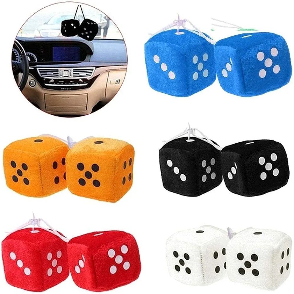 Picture of Car Hanging Air Freshener Dice Pendant Rear View Mirror Charms Hanging Suspension Ornaments Decoration Auto Interior -2 Pis 1 Pair