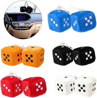 Picture of Car Hanging Air Freshener Dice Pendant Rear View Mirror Charms Hanging Suspension Ornaments Decoration Auto Interior -2 Pis 1 Pair