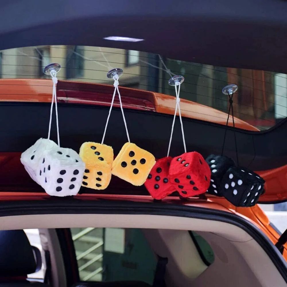 Picture of Car Hanging Air Freshener Dice Pendant Rear View Mirror Charms Hanging Suspension Ornaments Decoration Auto Interior -2 Pis 1 Pair