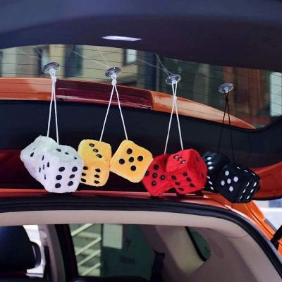 Picture of Car Hanging Air Freshener Dice Pendant Rear View Mirror Charms Hanging Suspension Ornaments Decoration Auto Interior -2 Pis 1 Pair