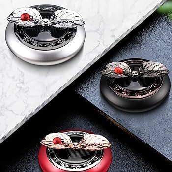Picture of Car Air Freshener Rotating Solar Leaf Aromatherapy Diffuser Scent Decoration with Scent Tablet Accessory Ornament Relieve Refresh for Auto Car Home Office (Black,Silver,Red,Golden)