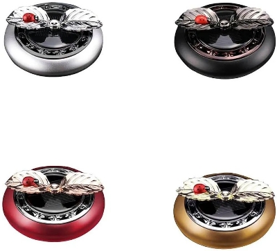 Picture of Car Air Freshener Rotating Solar Leaf Aromatherapy Diffuser Scent Decoration with Scent Tablet Accessory Ornament Relieve Refresh for Auto Car Home Office (Black,Silver,Red,Golden)