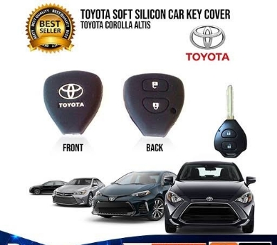 Picture of 2 Buttons Silicone Remote Car Key Case Cover For Toyota Camry Highlander Corolla Hilux Vitz Vios Rav4 Aqua Land Cruis