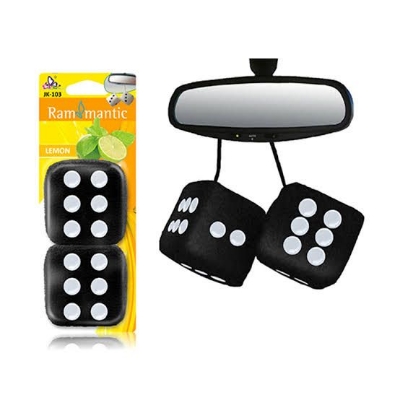Picture of Car Hanging Air Freshener Dice Pendant Rear View Mirror Charms Hanging Suspension Ornaments Decoration Auto Interior - 2 Pcs Black