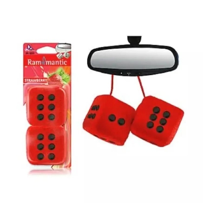 Picture of Car Hanging Air Freshener Dice Pendant Rear View Mirror Charms Hanging Suspension Ornaments Decoration Auto Interior - 2 Pcs Red