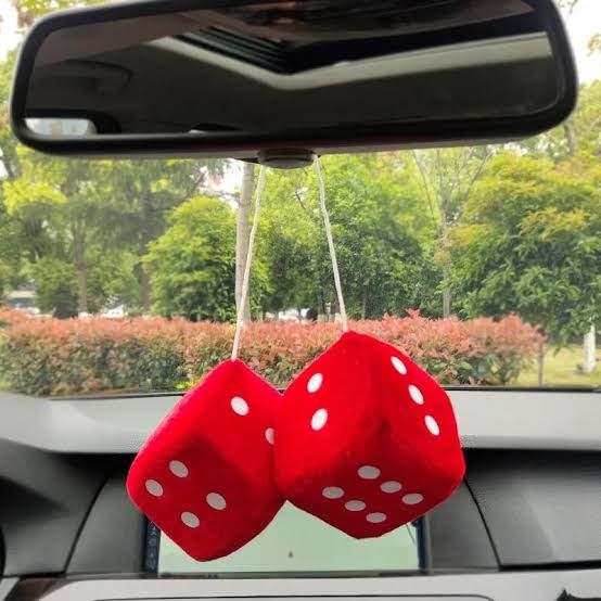 Picture of Car Hanging Air Freshener Dice Pendant Rear View Mirror Charms Hanging Suspension Ornaments Decoration Auto Interior - 2 Pcs Red