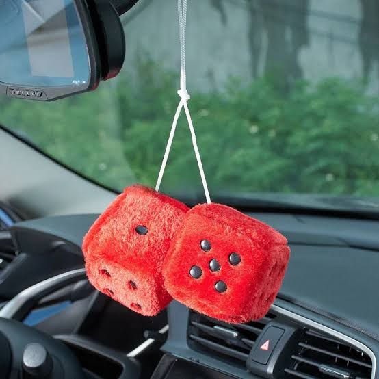 Picture of Car Hanging Air Freshener Dice Pendant Rear View Mirror Charms Hanging Suspension Ornaments Decoration Auto Interior - 2 Pcs Red