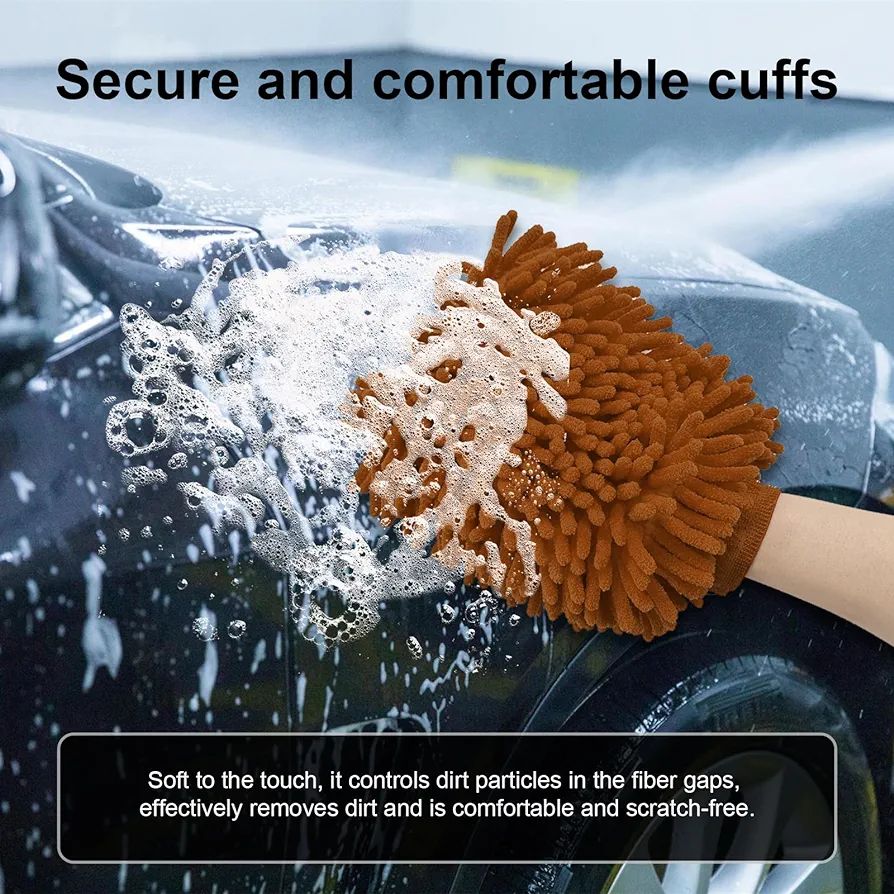 Picture of Premium Quality Microfiber Car/Bike Washing Gloves - Brown