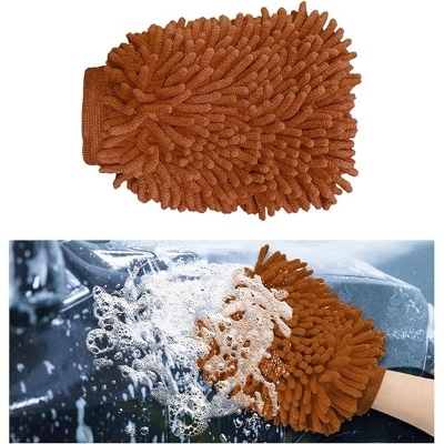 Picture of Premium Quality Microfiber Car/Bike Washing Gloves - Brown