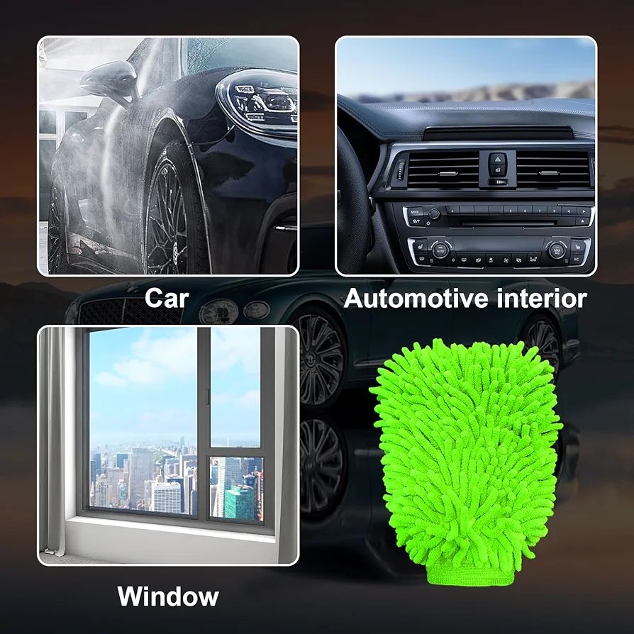 Picture of Premium Quality Microfiber Car/Bike Washing Gloves - Green