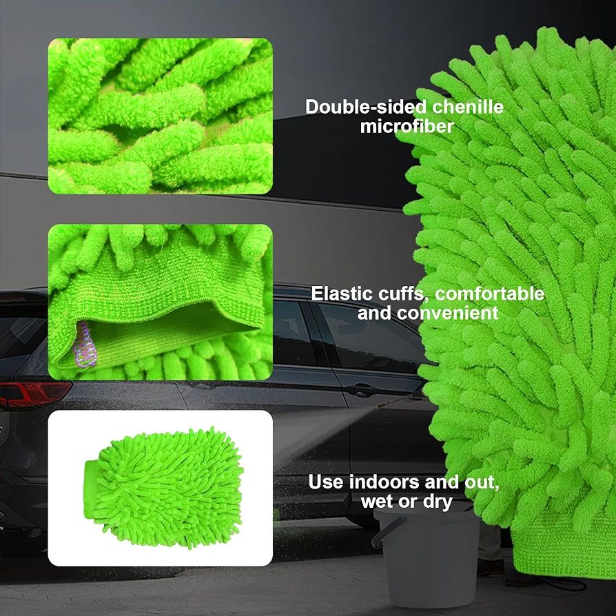Picture of Premium Quality Microfiber Car/Bike Washing Gloves - Green