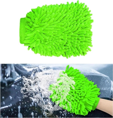 Picture of Premium Quality Microfiber Car/Bike Washing Gloves - Green