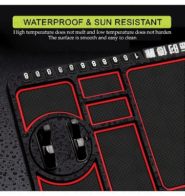 Picture of Car Dashboard Anti Slip Phone Mat with 360 Degrees Rotating Phone Holder Non-Slip Multifunctional 6 in 1 Anti-Skid Phone Mat with Parking Numbers for Coins Keys Cell Phones