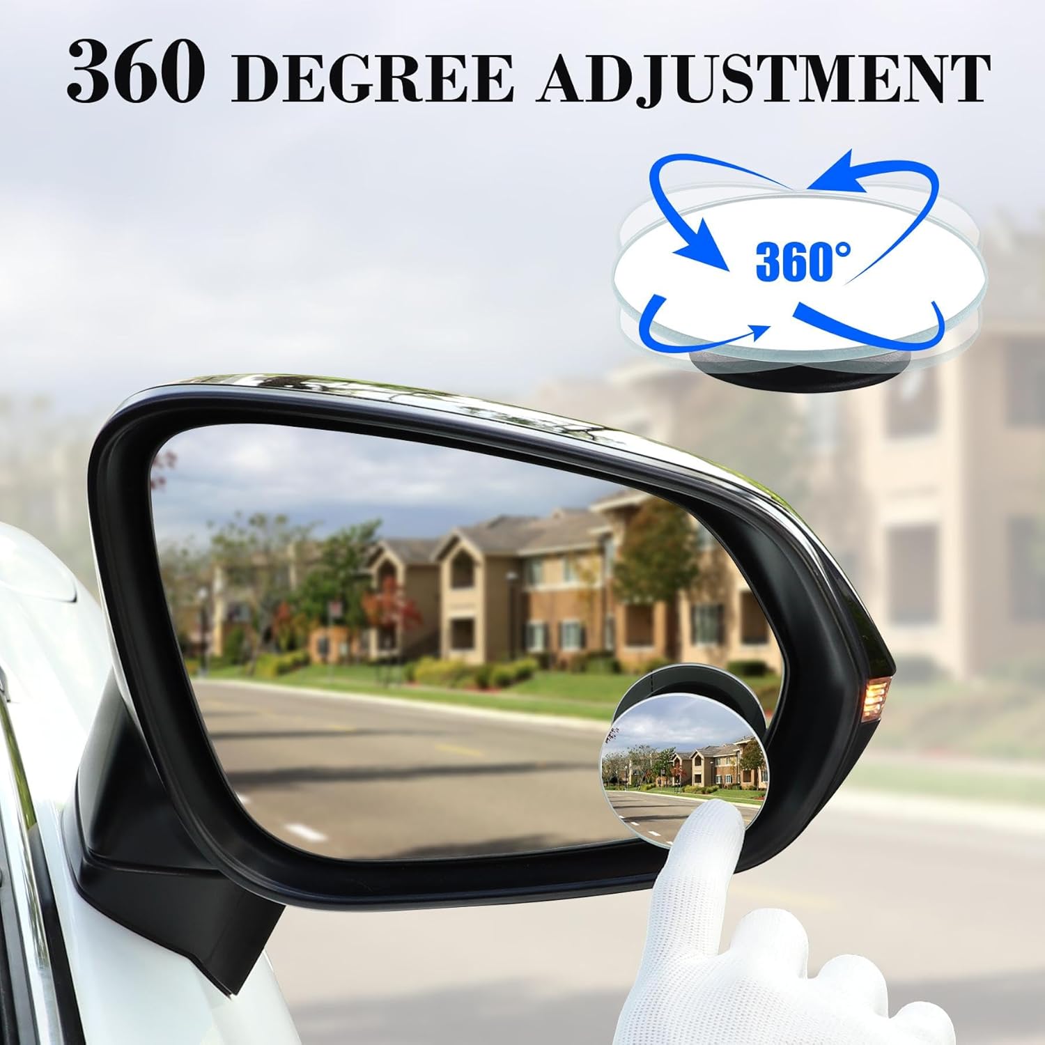 Picture of Car Blind Spot Mirror, 2" Round HD Glass Frameless Convex Rear View Mirror with wide angle Adjustable Stick for any Car, Van, Suv and Trucks Pack Of 2 Pic