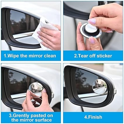 Picture of Car Blind Spot Mirror, 2" Round HD Glass Frameless Convex Rear View Mirror with wide angle Adjustable Stick for any Car, Van, Suv and Trucks Pack Of 2 Pic