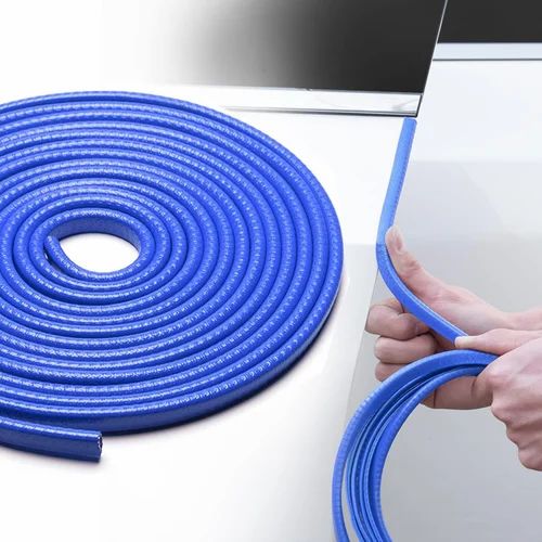 Picture of Car Door Edge Guards U Shape Edge Trim Rubber Seal Protector Rubber Car Door Protector Car Protection Door Edge Anti-Collision Rubber Clips 15 ft(Blue)