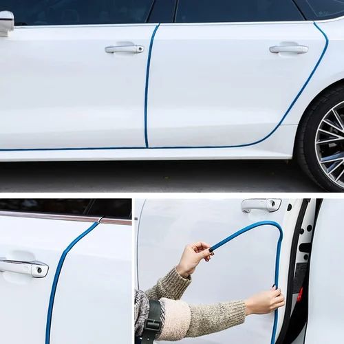 Picture of Car Door Edge Guards U Shape Edge Trim Rubber Seal Protector Rubber Car Door Protector Car Protection Door Edge Anti-Collision Rubber Clips 15 ft(Blue)