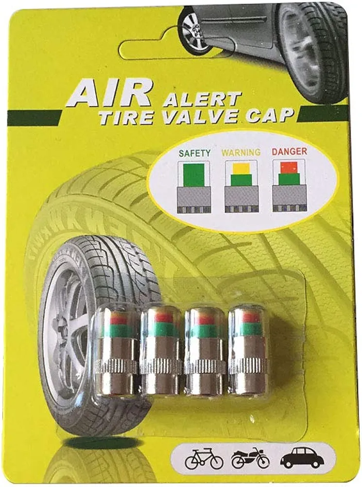 Picture of Car Valve Caps, 4pcs Car Tyre Pressure Gauge Display Alarm Monitoring Valve Cap Sensor Tyre Pressure Monitor