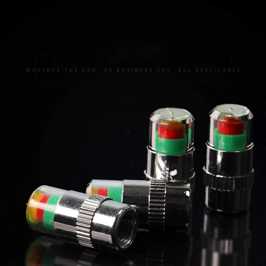 Picture of Car Valve Caps, 4pcs Car Tyre Pressure Gauge Display Alarm Monitoring Valve Cap Sensor Tyre Pressure Monitor