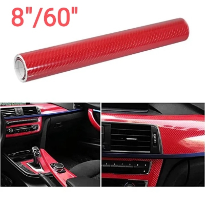 Picture of 5D Carbon Fiber Vinyl Car Diy Wrap Sheet Roll Film Sticker Decal - Red Color 8"/60"