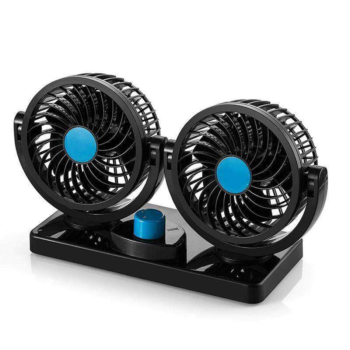 Picture of 12V DC Electric Car Fan Rotatable 2 Speed Dual Head with 9FT Cord Quiet Strong Dashboard Cooling Vehicle Fan for SUV Trucks