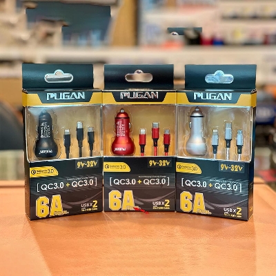 Picture of 6A Pugan USB Car Fast Charger 3 in 1