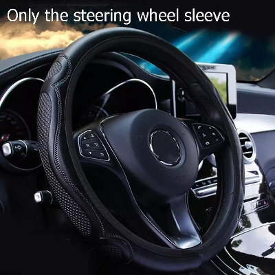 Picture of Leather Universal Car Steering-wheel Cover Car-styling Sport Auto Steering Wheel Covers Universal model . black