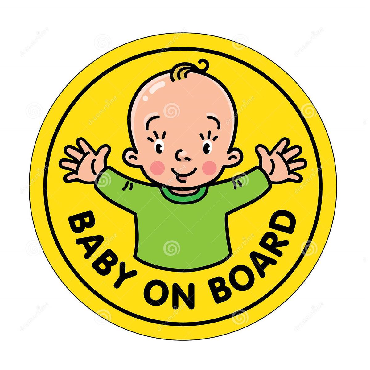 Picture of Baby in car premium Quality Sticker - Car Accessories