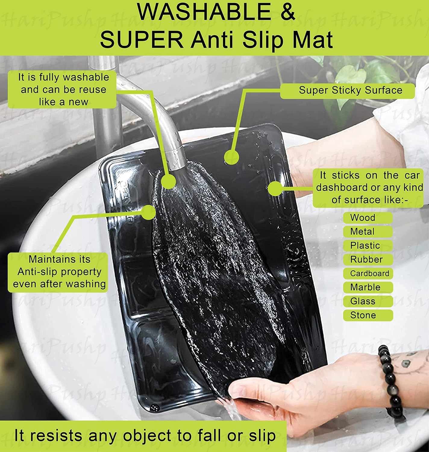 Picture of Car Dashboard Anti Slip Phone Mat with 360 Degrees Rotating Phone Holder Non-Slip Multifunctional 6 in 1 Anti-Skid Phone Mat with Parking Numbers for Coins Keys Cell Phones