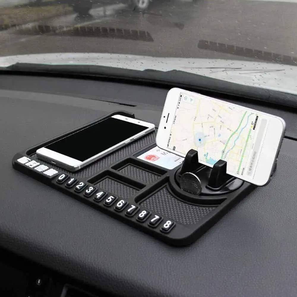 Picture of Car Dashboard Multifunctional Non Slip Anti Skid PVC Pad Mat with Mount Phone Holder Stand Parking Numbers for Coins Keys
