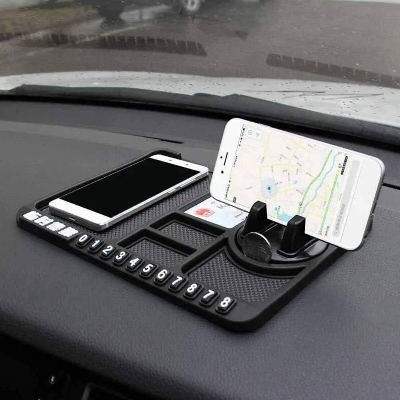 Picture of Car Dashboard Multifunctional Non Slip Anti Skid PVC Pad Mat with Mount Phone Holder Stand Parking Numbers for Coins Keys