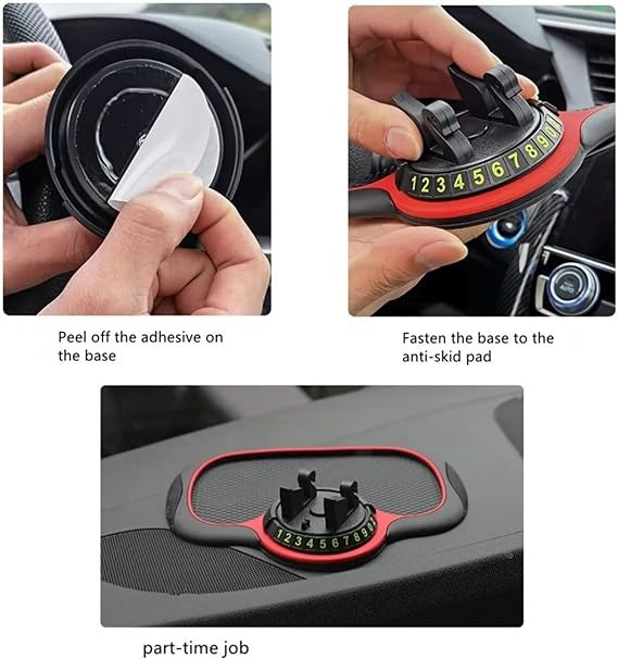 Picture of Multifunction Car Anti-Slip Mat Auto Phone Holder, Anti Slip Mat Auto Phone Holder，Anti Skid Car Dashboard Sticky Pad with Phone Holder, Car Dash Accessories Anti Slip Mat - Black Red