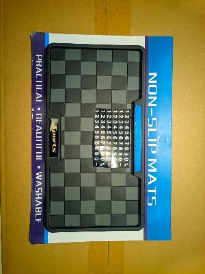 Picture of Car Dashboard Non Slip Mat, Multi Functional Thicken Washable Checkerboard Design Anti Slip Mat with Universal Number Plate for Aromatherapy Sunglasses Key(Gray & Black