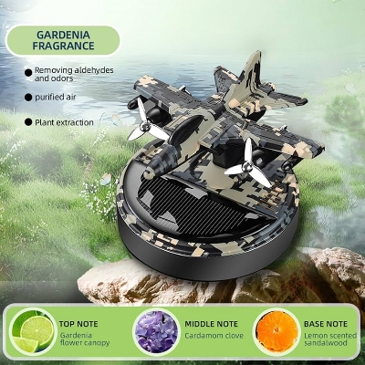 Picture of New Car Aromatherapy Solar helicopter Aromatherapy seat Creative camouflage rotating aircraft car perfume center console car decorat