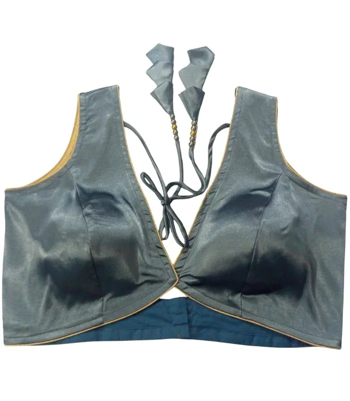 Picture of Ash color Sexy blouse designs for women