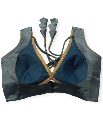 Picture of Ash color Sexy blouse designs for women