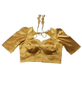 Picture of Golden Color Semi Backless Blouse For Women