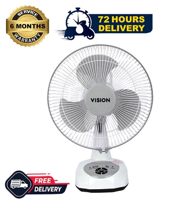 Buy VISION Rechargeable Table Fan 12" White With USB Charger Online at Best Price in Bangladesh