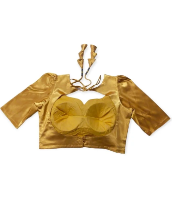 Picture of Golden Color Semi Backless Blouse For Women