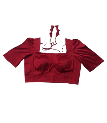Picture of Maroon Color Semi Backless Blouse For Women