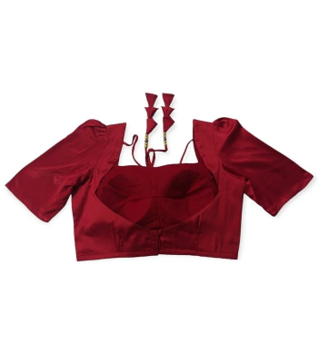 Picture of Maroon Color Semi Backless Blouse For Women